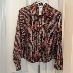 Pablo Gerard Darrel Women’s Abstract Print Button Front Long Sleeve Blouse